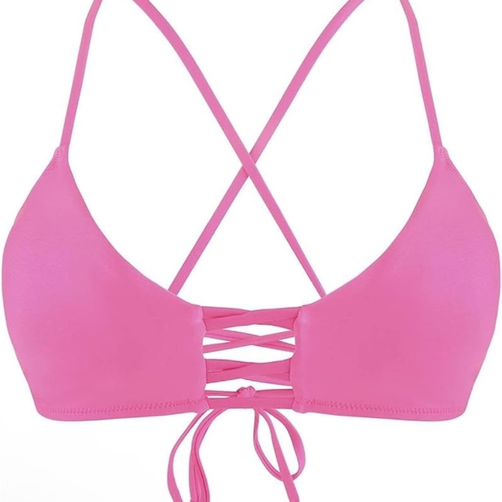 Large NWT Ocean Blues Women's Triangle Bikini Top Scoop Neck Strappy suit